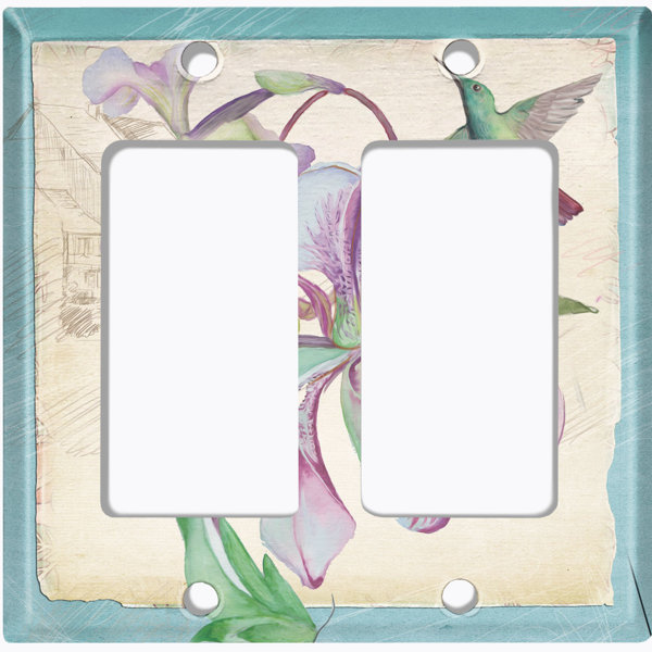 WorldAcc Lily Flowers and Humming Bird 2 Gang Toggle Light Switch Wall